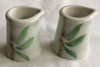 2 Vintage Restaurant Ware Creamers Tropical Bamboo Pattern,  Small 2 1/4” Tall