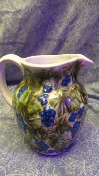 John Taylor Ceramics Vintage Water Pitcher Grapes And Leaves Usa 17