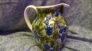 John Taylor Ceramics Vintage Water Pitcher Grapes And Leaves USA 17 2