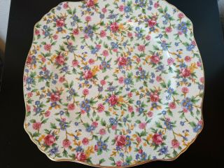 12 " Inch Royal Winton Old Cottage Chintz Square Charger Large Dinner Plate