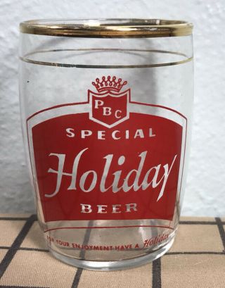 Vintage Pbc Special Holiday Beer Beer Tasting Glass Barrel Shaped 4 Oz 3 Inch