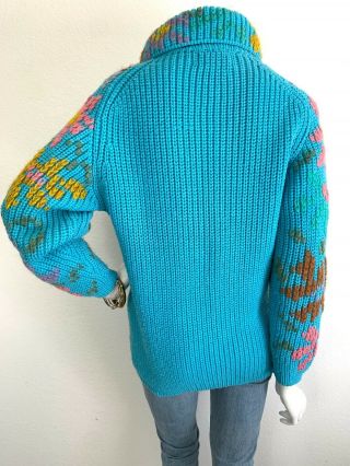 Vintage 80s - 90s Turtleneck Sweater Chunky Knit Needlepoint Look Japan S - M GUC 3