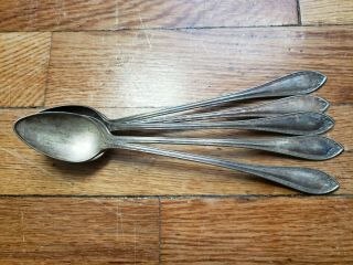 5 Antique Vintage Collectable Community Silver Plated Iced Tea Spoons 7.  5 "