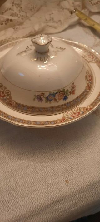 Vtg.  W.  H.  Grindley & Co.  England Ivory Floral Marjorie Covered Butter Plate 7 "