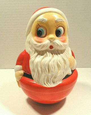Vintage Roly Poly Plastic Santa Claus With Chimes 1960 