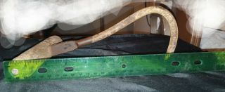 Antique Meat Hook Butcher Tool Hay Bale Hook Farmhouse Hand Forged Wood Handle