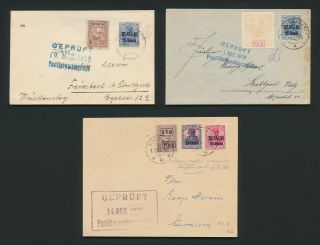 1917 - 1918 German Occupation Romania Covers To Germany,  Censored Inc Double Surch