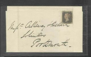 Great Britain Uk 1840 1d Penny Black On Early May 15 Cover (fold Through Stamp)