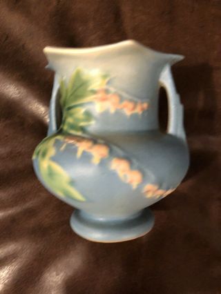 Vintage Art Deco Roseville Pottery 5” Vase In Blue - Green No.  384