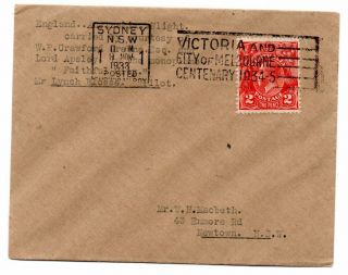 Australia 1933 Lynch Blosse Flight Sydney Melbourne & Return Signed By Pilot