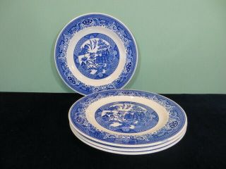 Set Of 4 Vintage Royal China Ironstone Usa Blue Willow Ware 10 " Dinner Plates