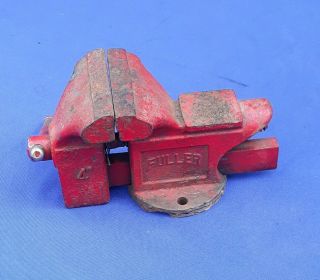 Vintage Red Fuller Bench Vise/vice 4 " Jaws Anvil Pipe Jaws Issue