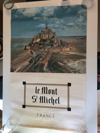 Vintage Le Mont St.  Michel 1955 France Travel Poster