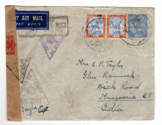 1941 Khartoum To India Censored Uprated Stationery Envelope Airmail.