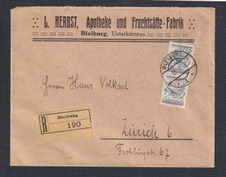 Austria 1925 - 6 Multiple Issues On Four Registered Covers Bleiburg To Switzerland