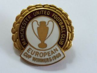 Vintage Enamel Football Badge Manchester United 1968 European Cup Man Utd
