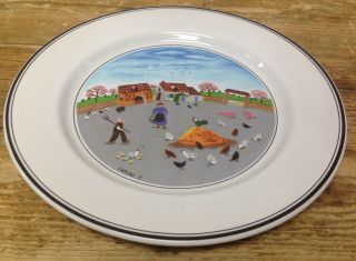 Design Naif Villeroy Boch Laplau Salad Plate 3 Country Yard Farmers Hen Rooster