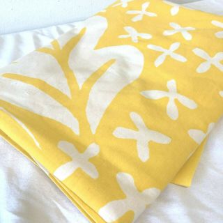Vintage Marimekko By Dan River Bright Yellow Floral Twin Size Flat Sheet