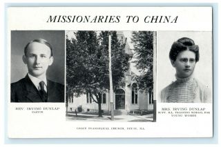 Church Missionaries To China C1910 Dixon Illinois Vintage Antique Postcard