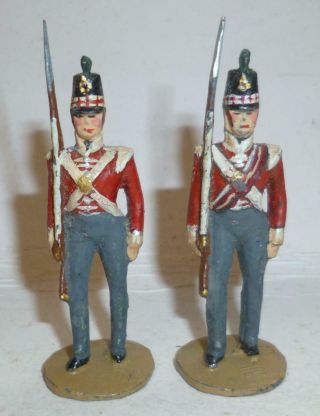 2 Carman Vintage Solid Lead Models Of Napoleonic Soldiers In Red,  54mm 1930 
