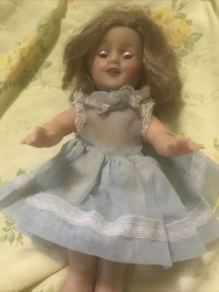 Vintage 1950s 12 " Ideal Shirley Temple Doll St 12 Blue Dress,  Needs Tlc