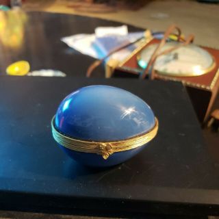 Limoges Icy Blue Porcelain Egg Shaped Trinket Box (6)