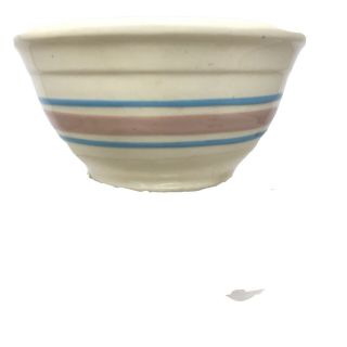 Vintage 1968 Mccoy Pottery Oven Proof Usa 8 " Mixing Bowl Blue & Pink Stripes