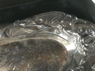 ART NOUVEAU SILVERPLATE,  REPOUSSE OVAL CALLING CARD TRAY 3