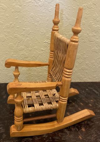 Vintage Wooden 11.  5” Doll Shaker Rocking Chair Handcrafted Chair For Dolls