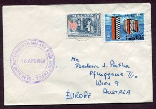 Malaysia 1964 Multiple Issues On Cover Raaf Base Butterworth To Vienna Austria