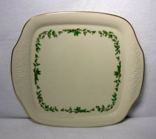 Lenox China Holiday Pattern Square Cake Serving Plate Platter - 12 - 1/4 " X 11 "