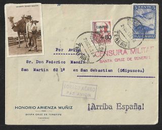 Spain Canary Island Civil War Labels Cover 1937