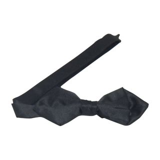 Black Satin Diamond Point Banded Bow Tie