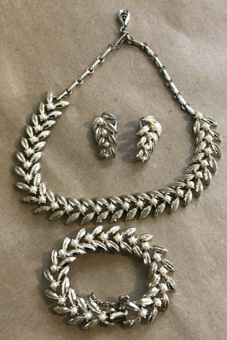 Vintage Signed Jewelcraft Costume Jewellery Necklace Bracelet & Earrings Set