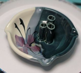 Follette Art Pottery Flower Frog Wish Bowl Louisiana Studio Artist Signed