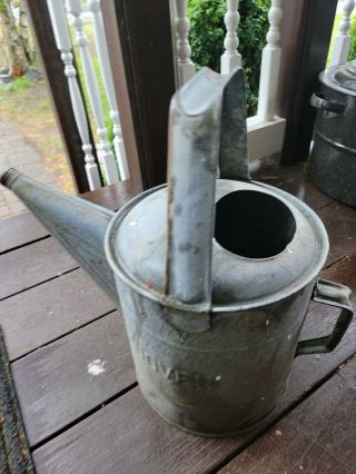 Vintage Galvanized Metal Watering Can " Dover " Old Antique Great Heavy Duty Style