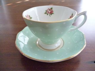 Royal Albert Polka Rose Vintage Tea Cup And Saucer - Gold Edging
