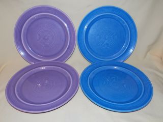 4 Vintage Metlox Colorstax 10.  75 Inch Dinner Plate 2 Midnight Blue & 2 Plum