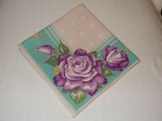 Vintage Women’s Handkerchief Hankie Purple Roses 12 "