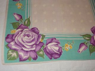 Vintage Women’s Handkerchief Hankie Purple Roses 12 
