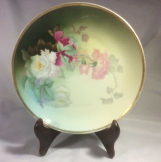 Thomas Sevres Bavaria Plate 7 - 1/2” Inches Hand Painted Roses Signed Plate