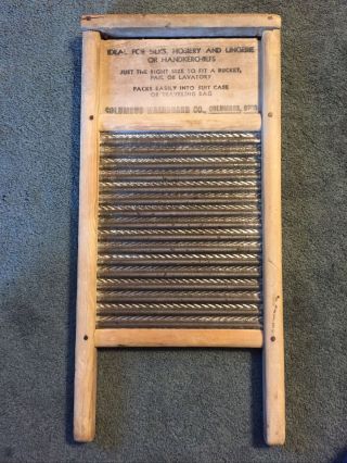 Vintage Wash Board Dubl Handi For Silk,  Hosiery Columbus Washboard Co 18 " Ohio