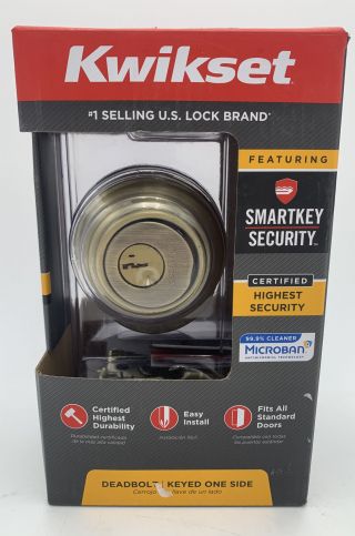 Kwikset 980 Antique Brass Single Cylinder Deadbolt Smartkey Door Lock
