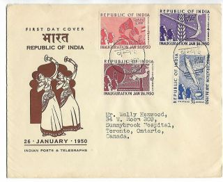 India 1950 Sc 227 - 230 Better Set Fdc With A Better Cachet