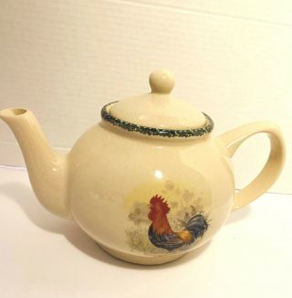 Vintage Home & Garden Party Rooster Stoneware 5 Cup Teapot