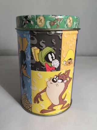 Vintage 1998 Warner Bros Looney Tunes Characters Bugs Taz Daffy & More Tin Bank