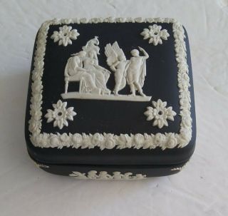 Vintage Wedgwood Black & White Jasperware Trinket Box