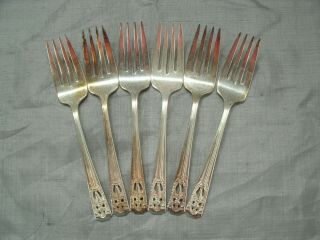 Wallace Silverplate Harmony House Classic Filigree 6 - 6 1/4 " Salad Dessert Forks