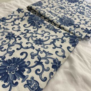 Vintage Pair Ralph Lauren Blue Porcelain Rosette Pillowcases Standard Size 18x33