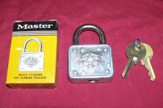 Nos Antique Master Lock No.  77 Lions Head Padlock Collectable Collector Old